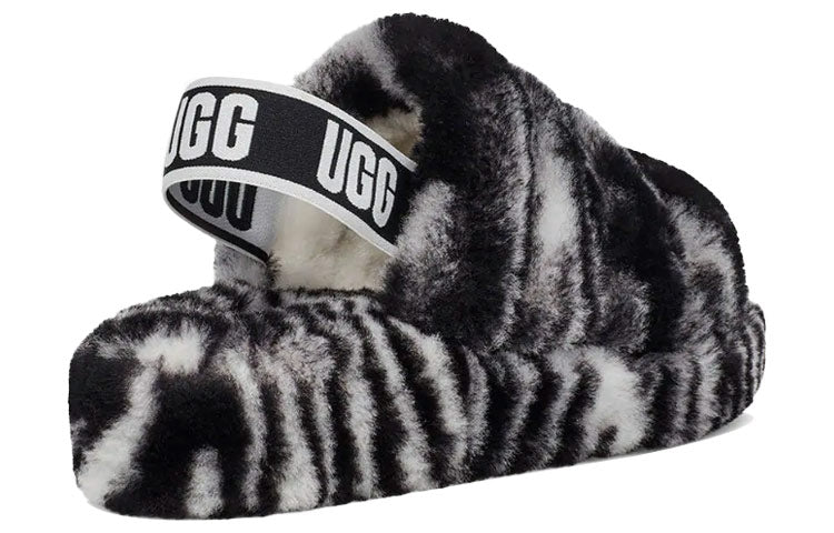 (WMNS) UGG Fluff Yeah Zebra Slide Slipper Color 'Black White' 1112248-BWHT