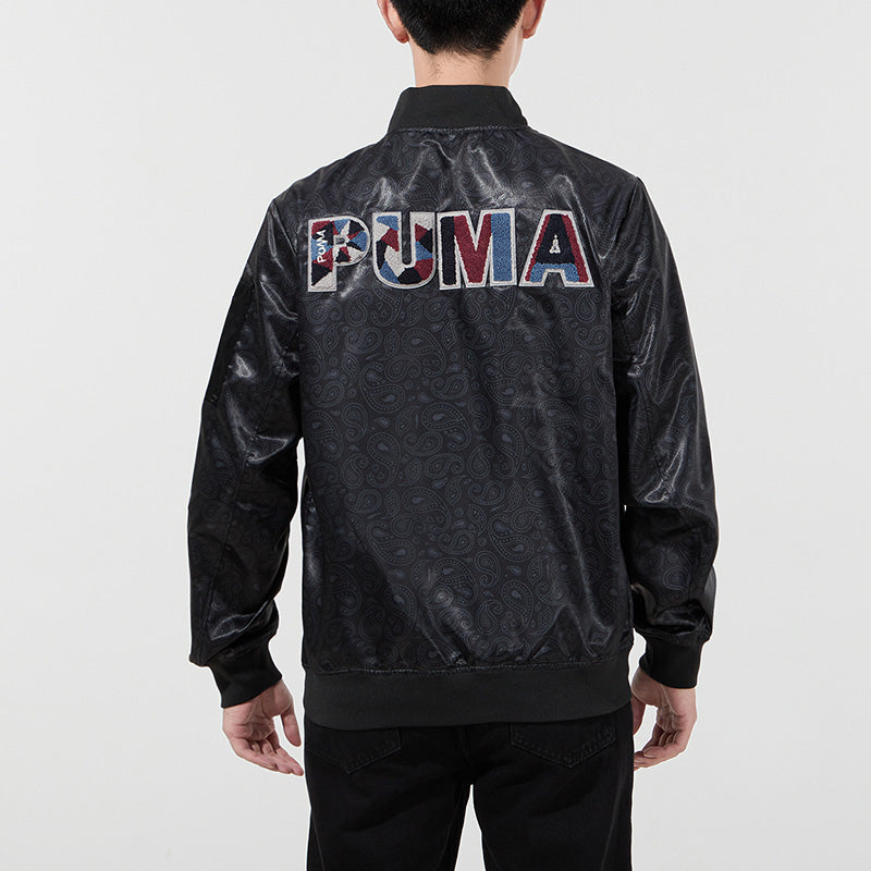 PUMA Paisley Logo cashew aviator Jacket Black 534971-01