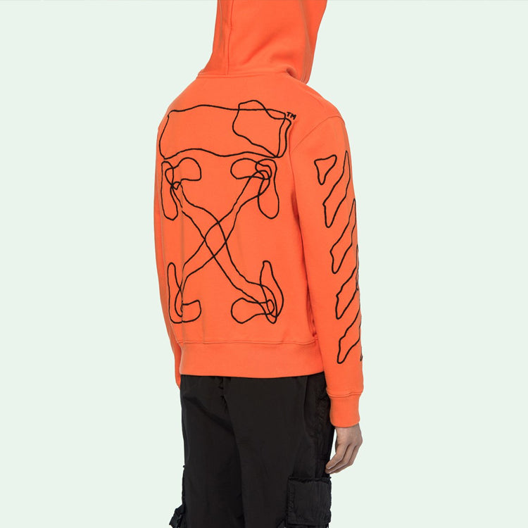 Men's Off-White Abstract Arrows Slim Arrow Washed Distress Geometry Embroidered Orange OMBB034F19E300111910