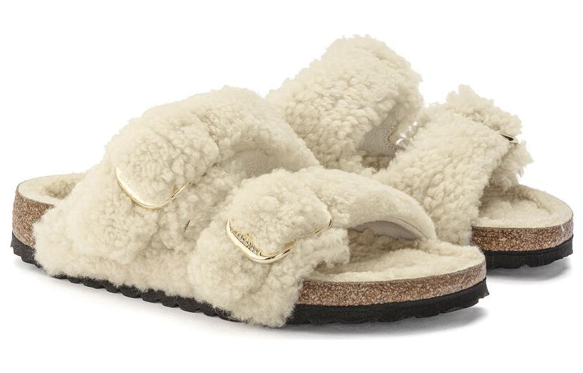 (WMNS) Birkenstock Arizona Big Buckle Shearling Narrow Fit 'Teddy Eggshell' 1023130