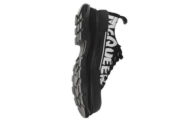 (WMNS) Alexander McQueen Tread Slick Low Lace Up Graffiti Shoes 'Black White' 708753W4RQ21006