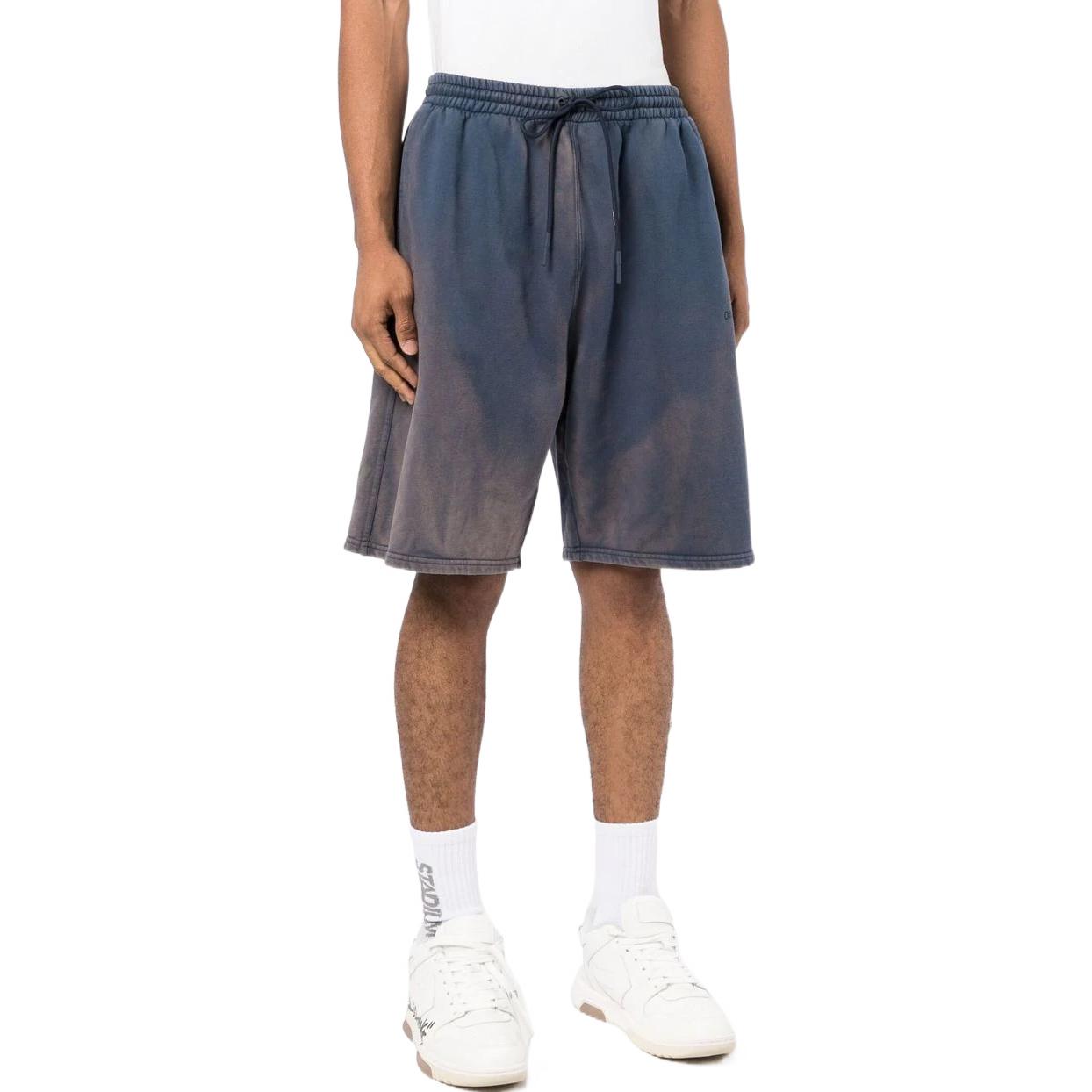 Men's Off-White SS22 Bleach Drawstring Lacing Straight Shorts Ordinary Version Blue OMCI013S22FLE0034646