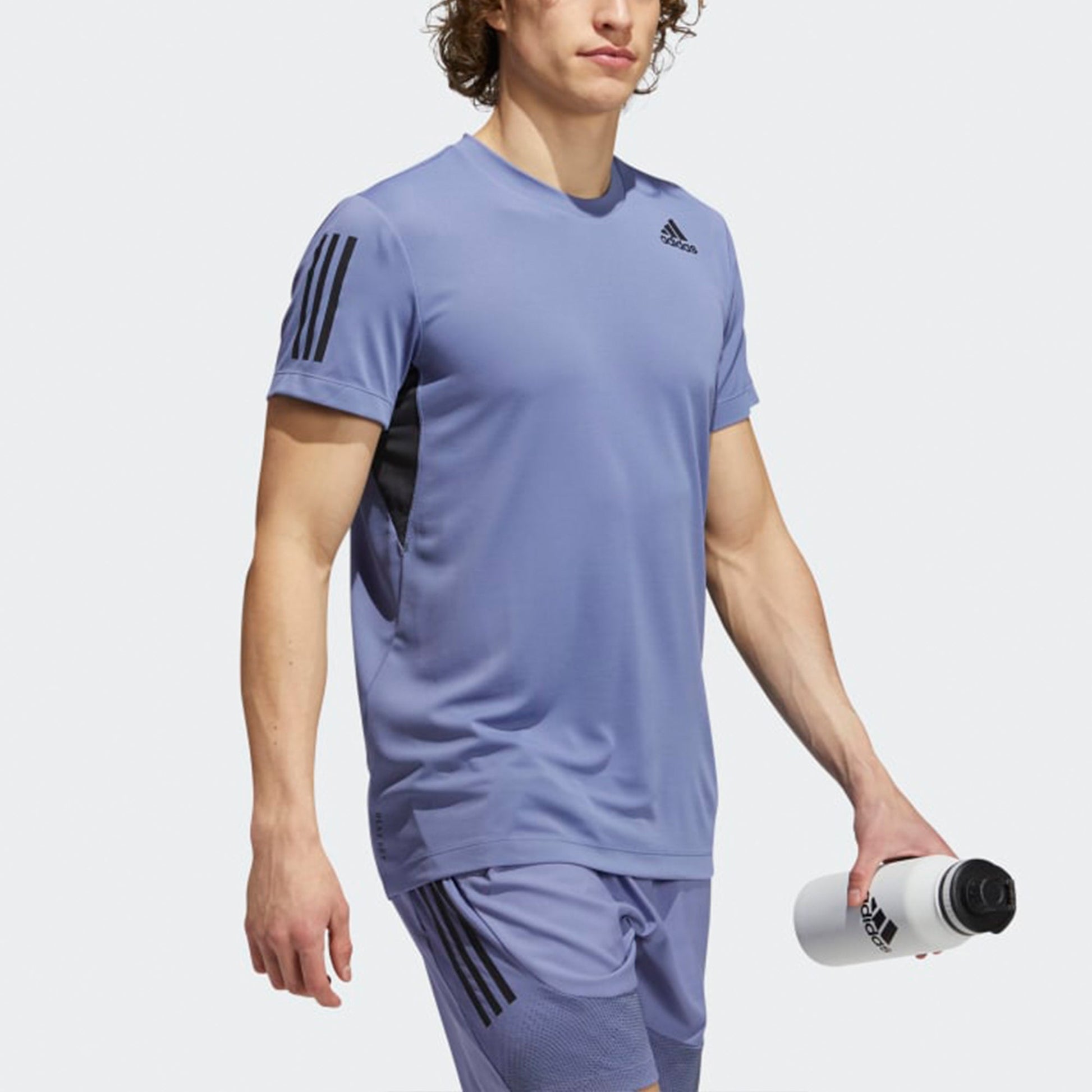Men's adidas Heat.Rdy Training Sports Running Quick Dry Short Sleeve Light Purple T-Shirt GU0680