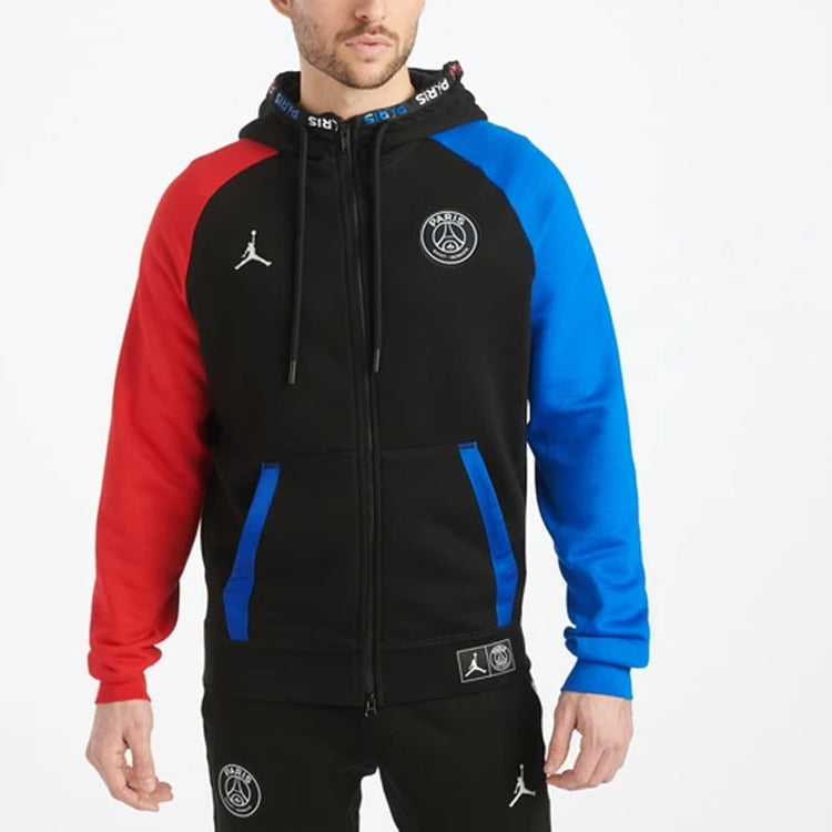 Pre-Owned Air Jordan x Paris Saint-Germain Fleece Full Zip Hoodie 'Black' BQ8346-011