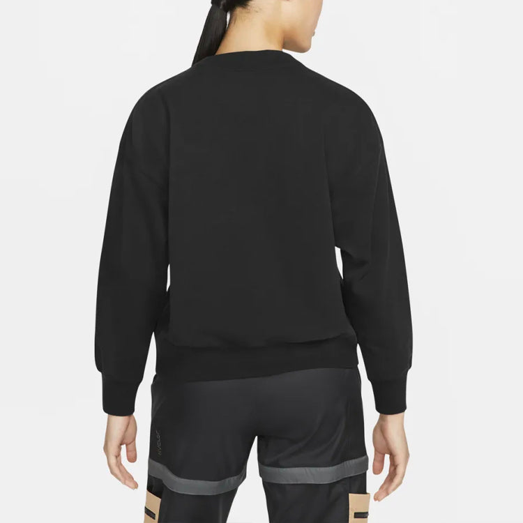 (WMNS) Air Jordan Logo Knit Round Neck Sports Hoodie Black DM5190-010
