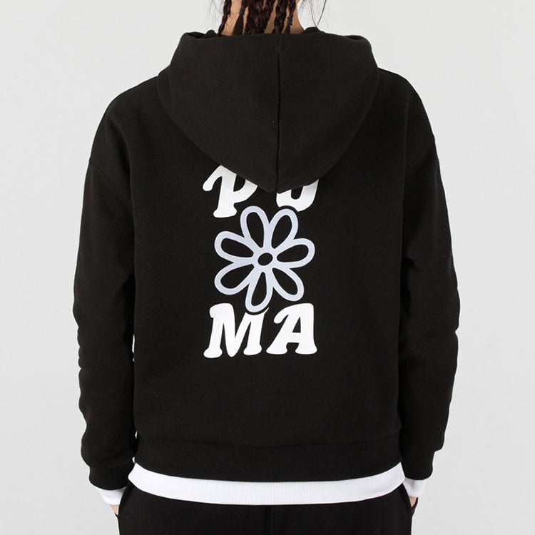 (WMNS) PUMA Layered Printing Fake Two Hoodie Black 536091-01