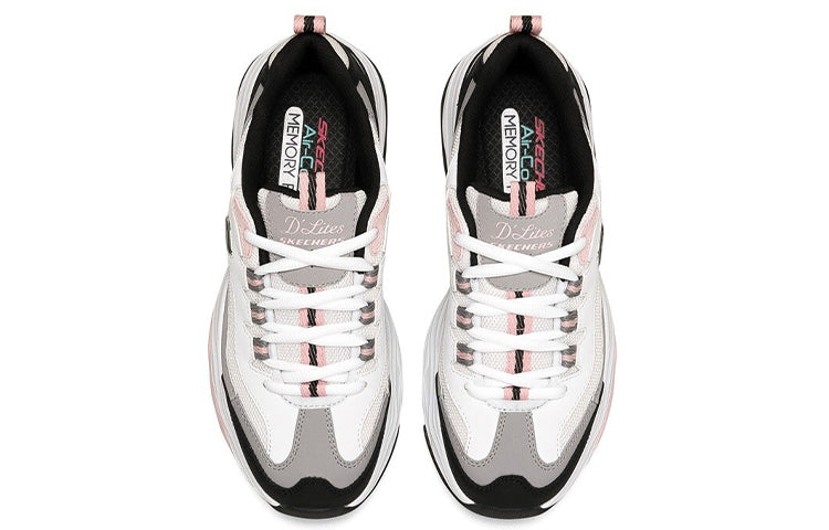 (WMNS) Skechers D'Lites Low-Dad Shoes White/Black/Pink 149492-WBPK