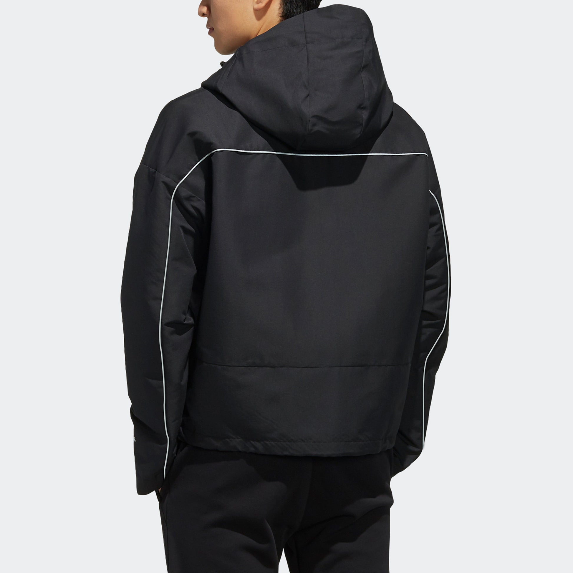 adidas Logo Loose hooded Long Sleeves Jacket Black FJ0181