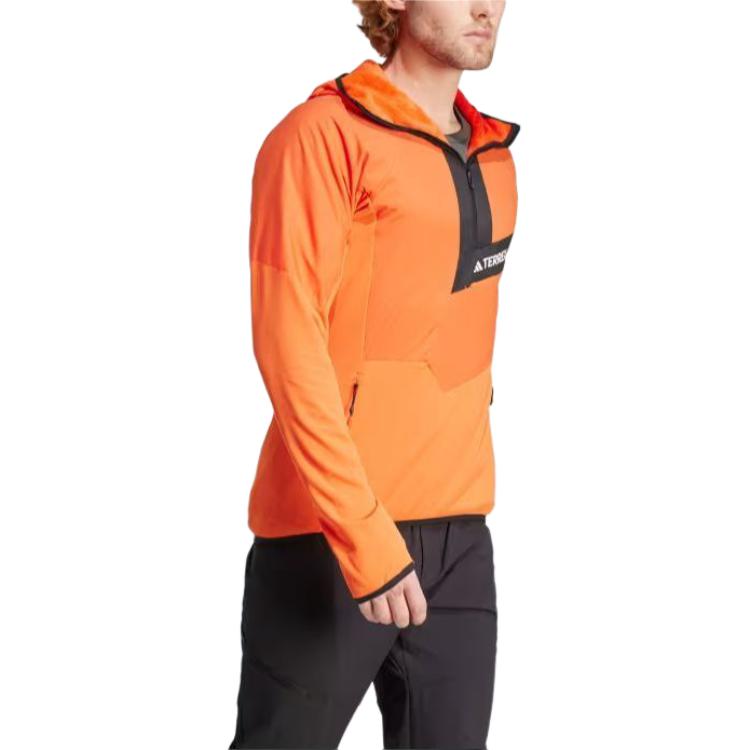adidas Techrock Ultralight 1/2-Zip Hooded Fleece Jacket Asia Sizing 'Orange' IN7007