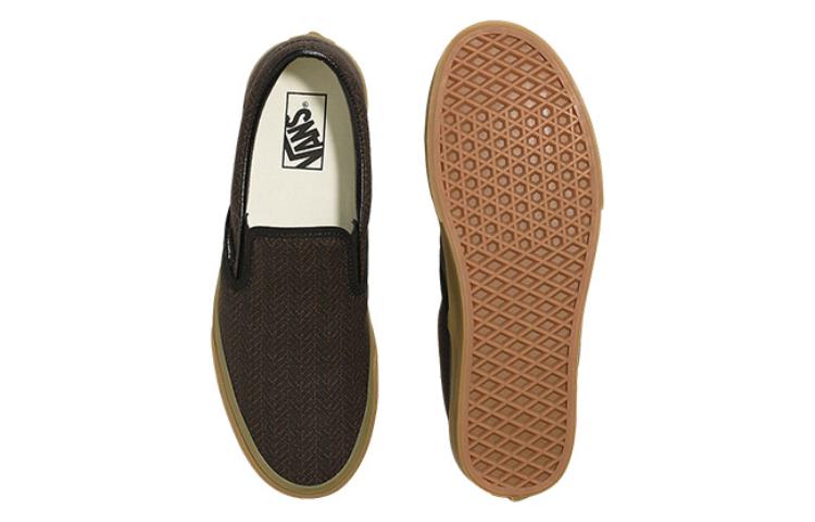 Vans Classic Slip-On Herringbone Shoes 'Black Tan' VN000BVZYS8