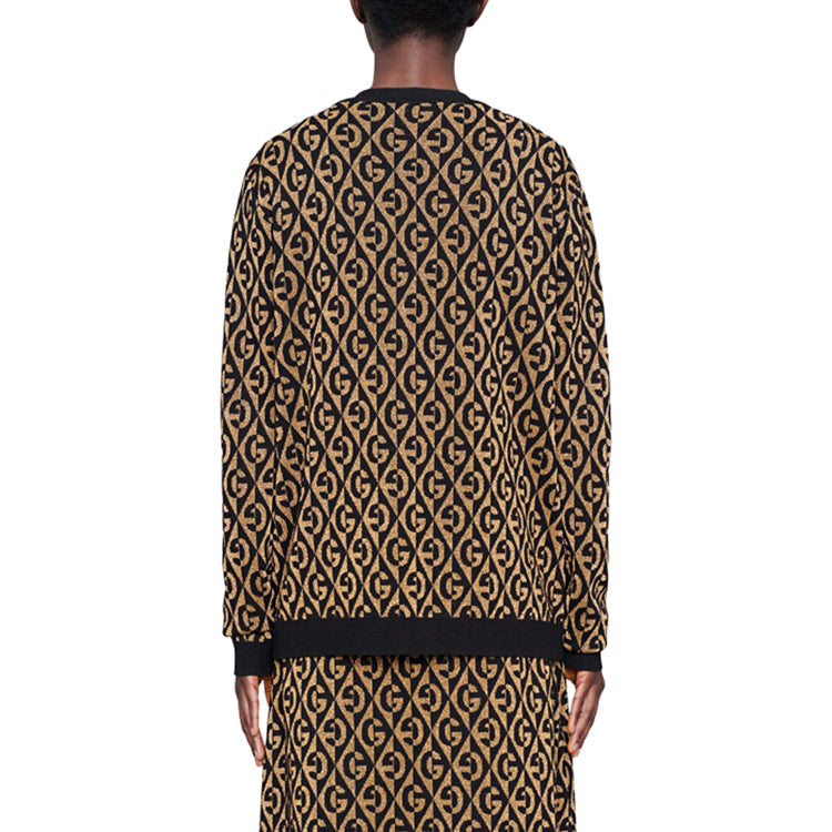 (WMNS) Gucci Diamond Golden And Silver Silk Wool Jacquard Cardigan For Black Golden 'Black Gold' 595659-XKA00-7064