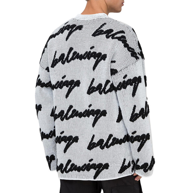 Balenciaga 3D Scribble Crewneck Cotton Knit 'White' 625985T31809040