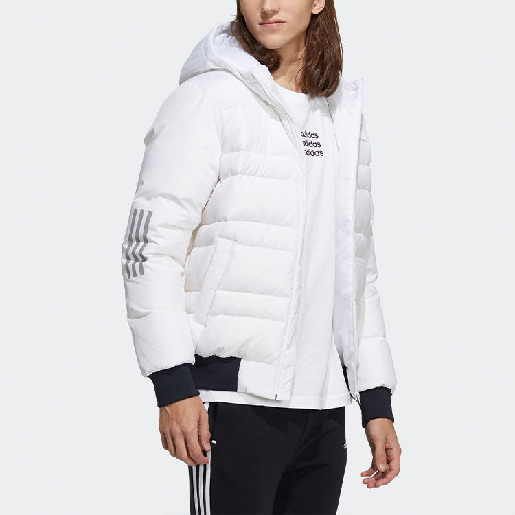 adidas neo M Dwn 3s Puf Jk Logo Printing Sports hooded down Jacket White H45269