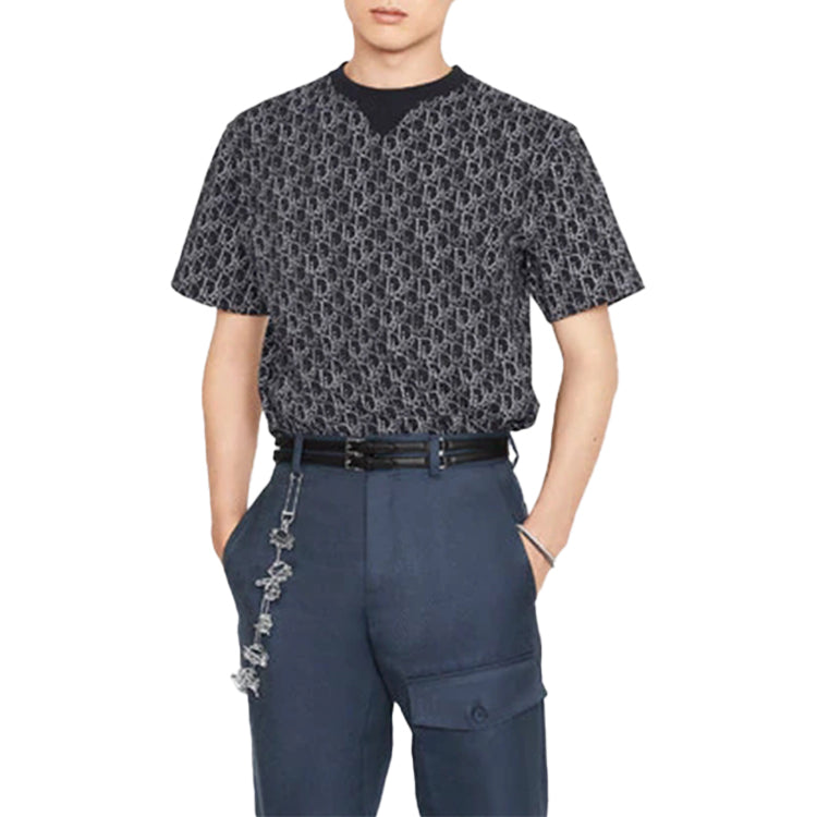 DIOR Logo Bead Effect Short Sleeve For Men Navy 043J625C0674-C588