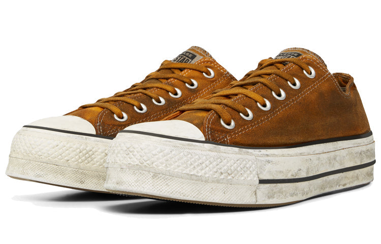 (WMNS) Converse Chuck Taylor All Star Canvas Rust Platform Low Top Thick Sole Dirty Shoes Yellow White 565762C