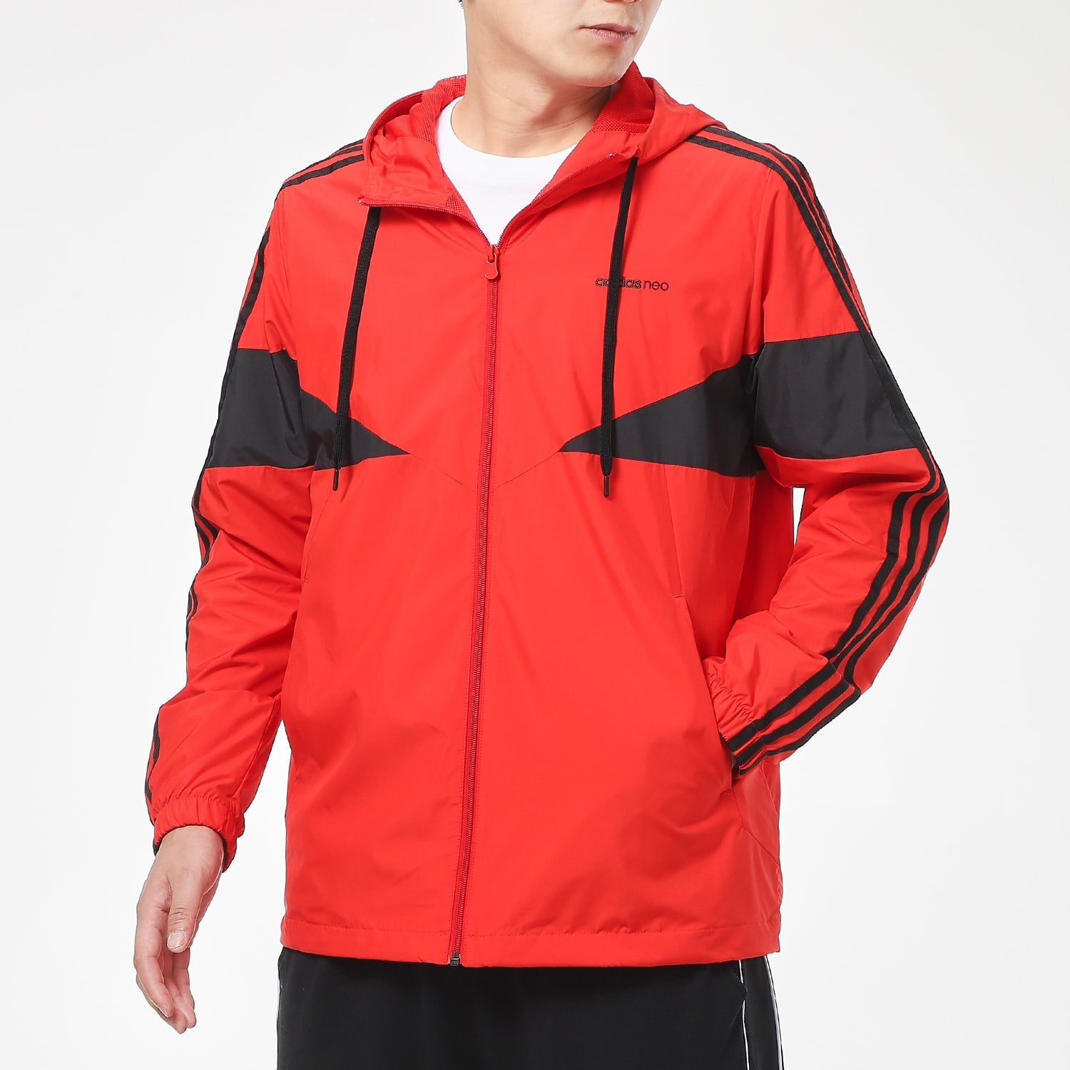 adidas neo Casual Sports Windproof Woven Hooded Jacket Red GP5708