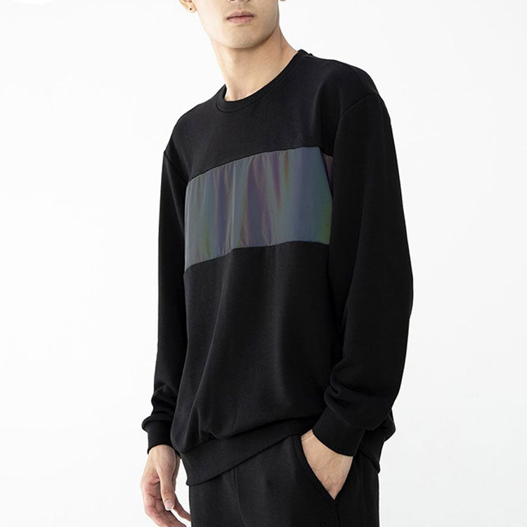 Men's adidas neo Sw Irrd Swt Splicing Sports Round Neck Pullover Black HB7380