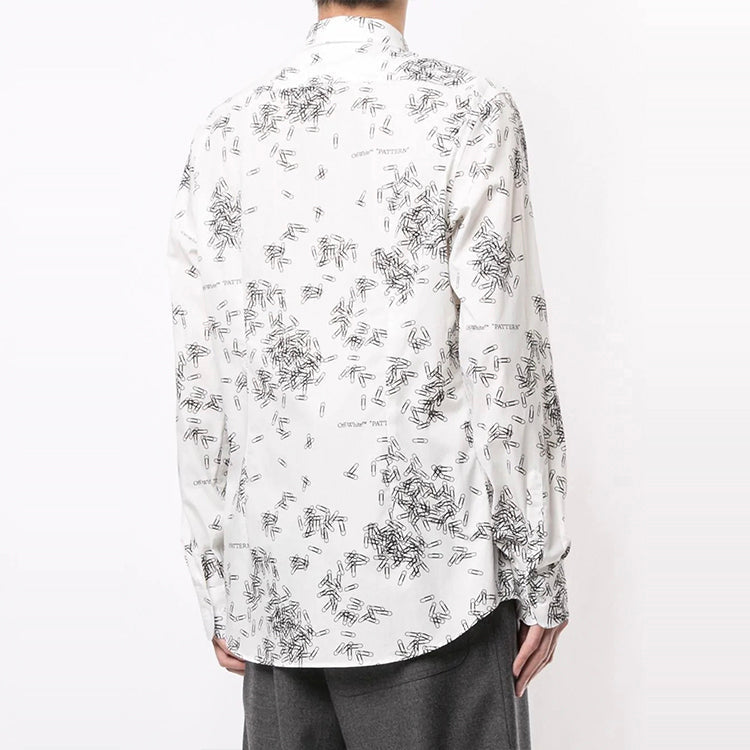 Off-White Paperclip Print Long Sleeve Shirt OMGA138F20FAB0050110