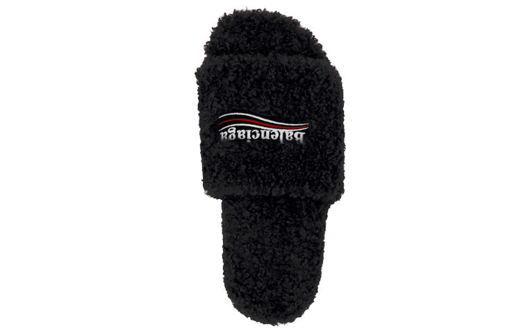 (WMNS) Balenciaga Furry Slides 'Black' 654261W2DO11096