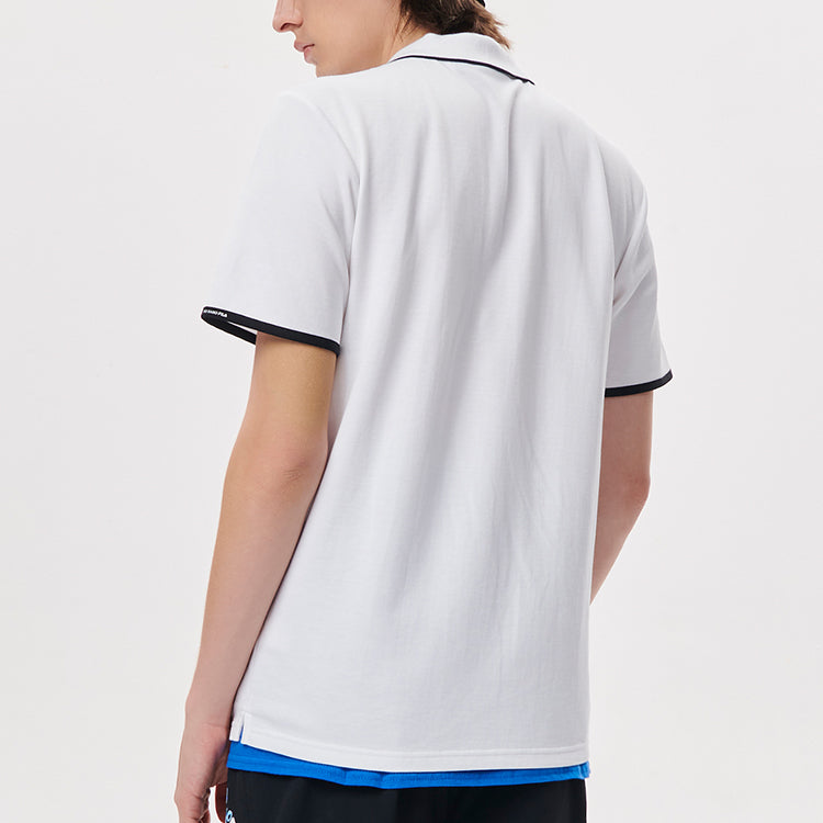 Men's FILA FUSION Logo Printing Embroidered Alphabet Short Sleeve Polo Shirt White T11M131109F-WT