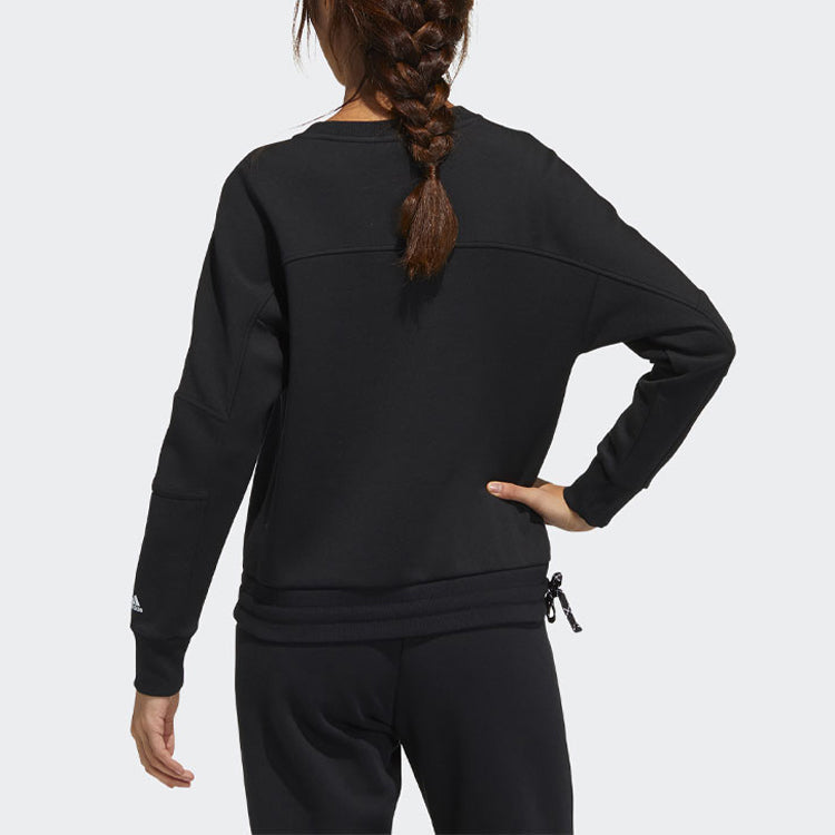 (WMNS) adidas Str Sweat Athleisure Casual Sports Printing Logo Round Neck Pullover Black Hoodie GP0718