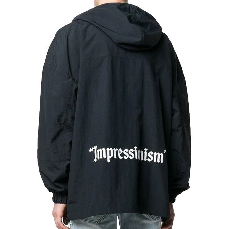 Off-White Impressionism Windbreaker Hooded Coat Men Black OMEA169R19C010261001