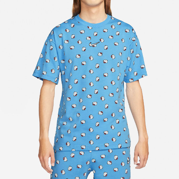 Nike x Hello Kitty Crossover SS22 Cat Full Print Pullover Short Sleeve Blue DR5520-412