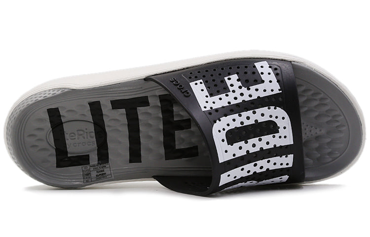 Crocs LiteRide LOGO Unisex Black Slippers 'Black White' 205562-066
