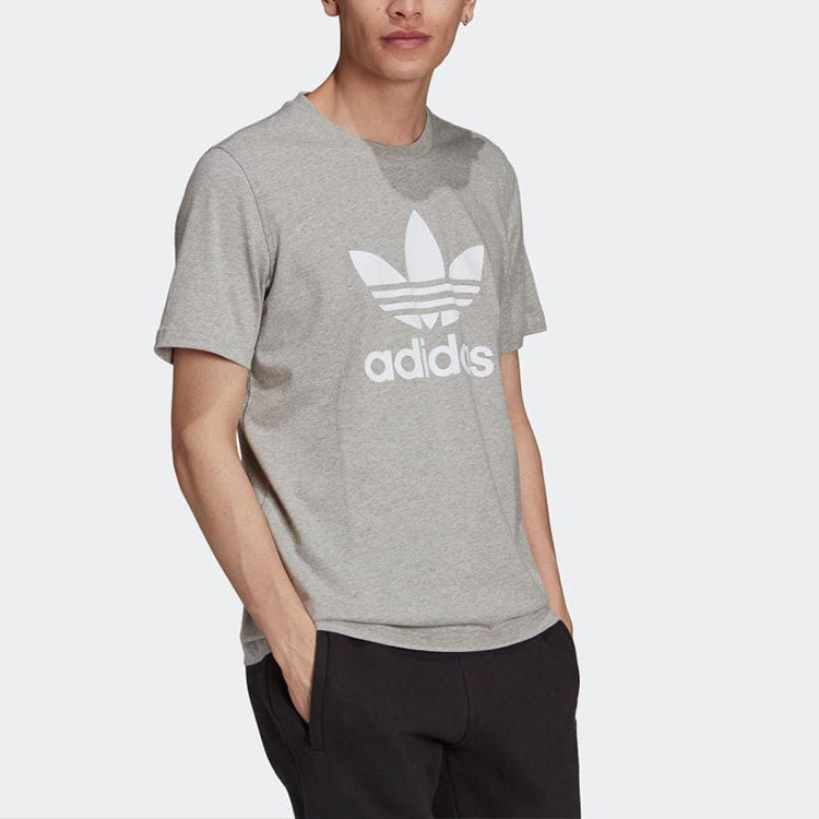 Men's adidas originals Logo Alphabet Printing Round Neck Short Sleeve Japanese Version Gray T-Shirt H06643