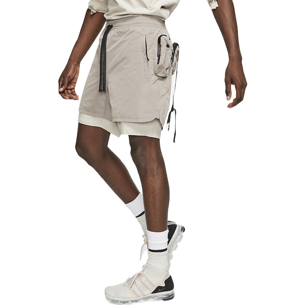Men's Nike A.A.E. Elastic Waist Solid Color Multiple Pockets Shorts Stone Brown 'Sepia Stone String' BV8078-279