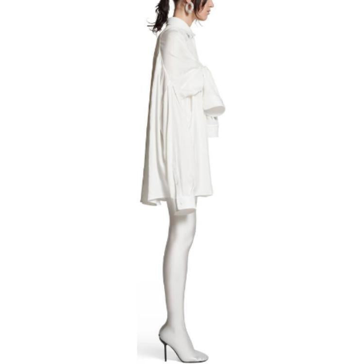 (WMNS) Balenciaga Knotted Sleeves Shirt Oversized 'White' 768553TPO359000