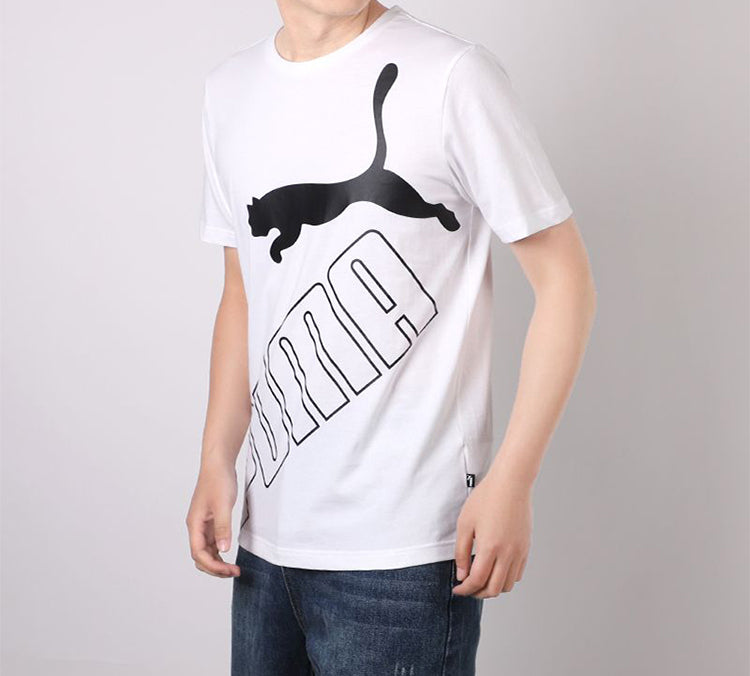 PUMA Big Logo Printed Short Sleeve TEE White 586464-02
