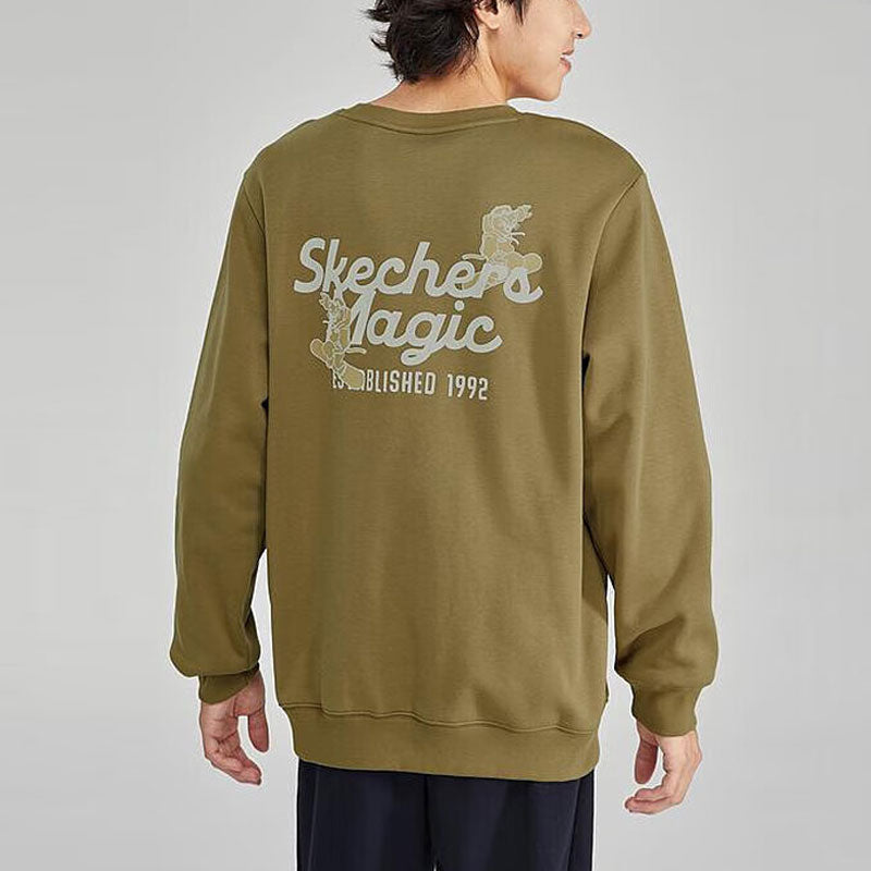 Skechers Letter Printed Crew Sweater 'Olive Green White' L423U073-01N2