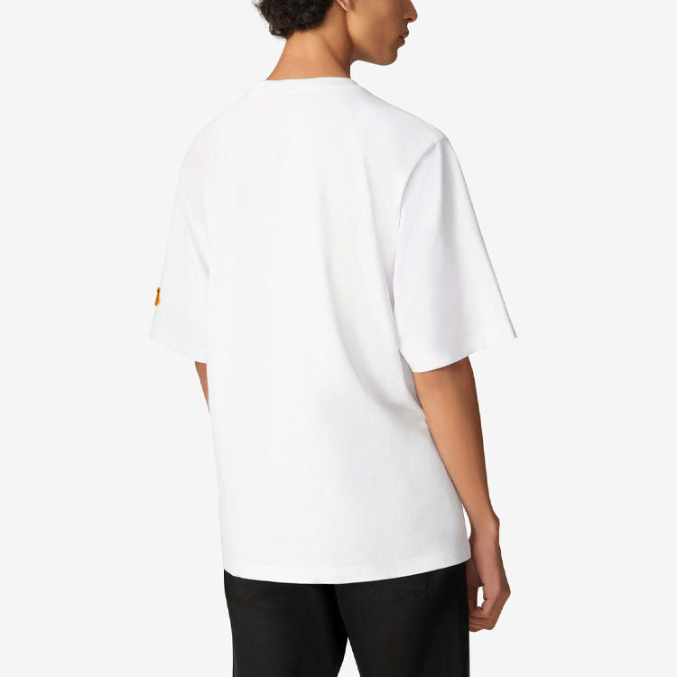 Men's KENZO K-Tiger Tiger Head Pattern Round Neck Short Sleeve White T-Shirt FA65TS5334TK-01