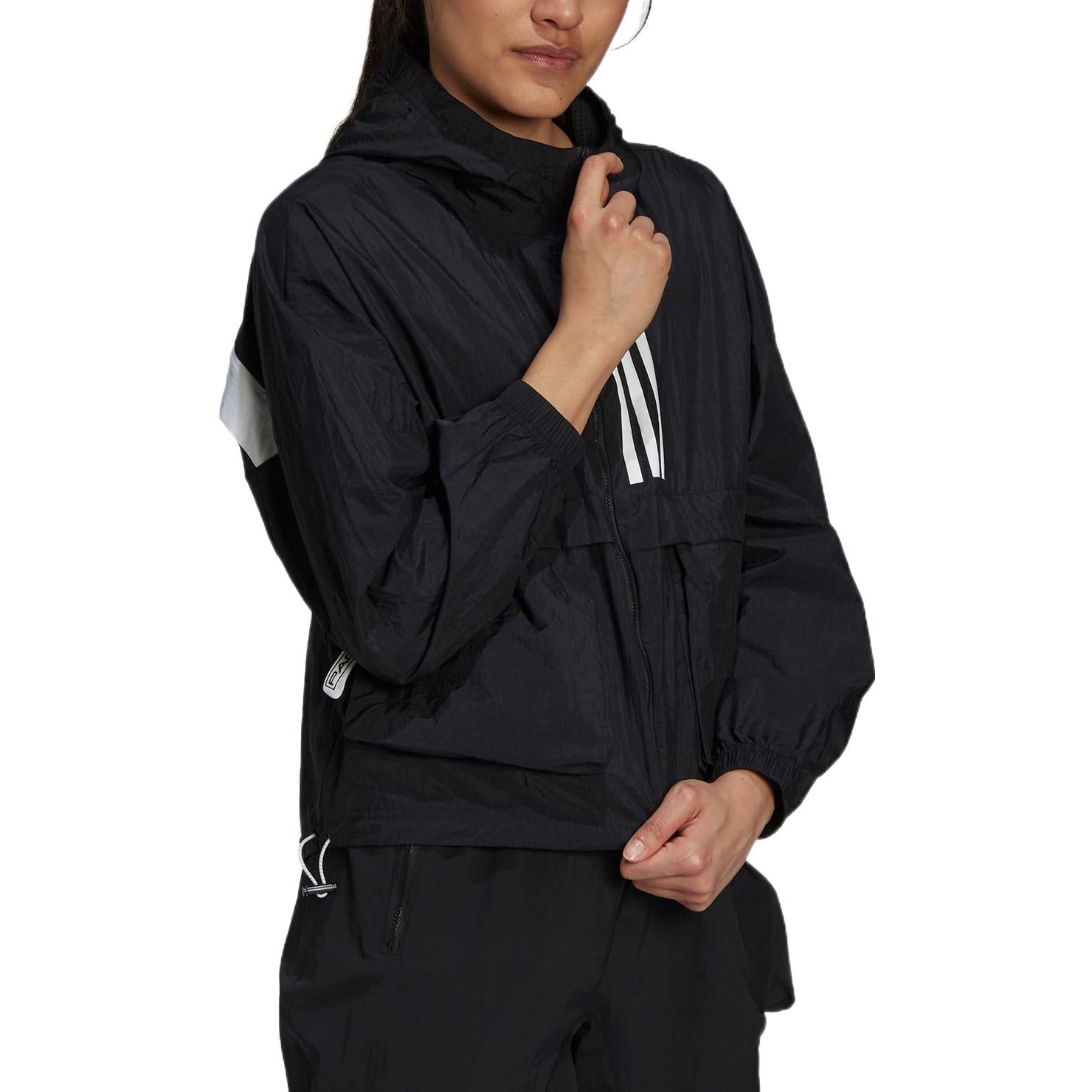 (WMNS) adidas Sportswear W.N.D. Windbreaker Asia Sizing 'Black White' GT9754