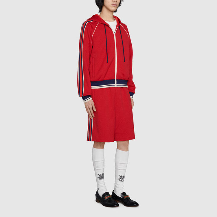 Gucci GG Web Piping Hooded Zip-Up Jacket 'Red' 66233-XJDEM-6863