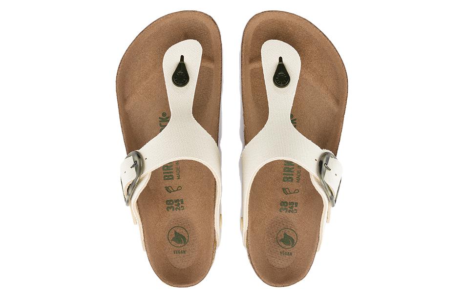 Birkenstock Gizeh Vegan Big Buckle Textile Narrow Fit Sandals 'Eggshell' 1024004