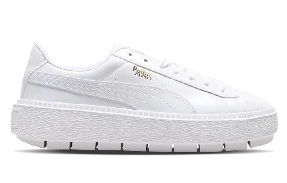 (WMNS) PUMA Basket Platform Retro Low Tops Casual Skateboarding Shoes Unisex White 367046-01