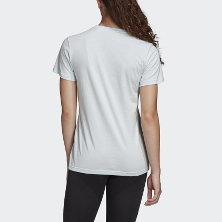 (WMNS) adidas Logo Printing Round Collar Short Sleeve Light Blue FQ3241