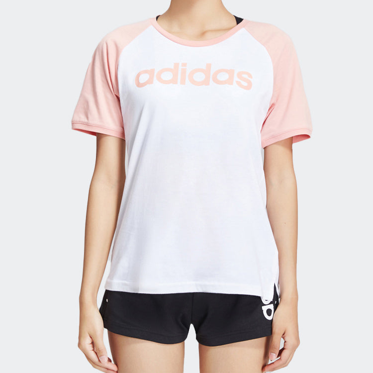 (WMNS) adidas neo Colorblock logo Printing Short Sleeve White Pink DW7949