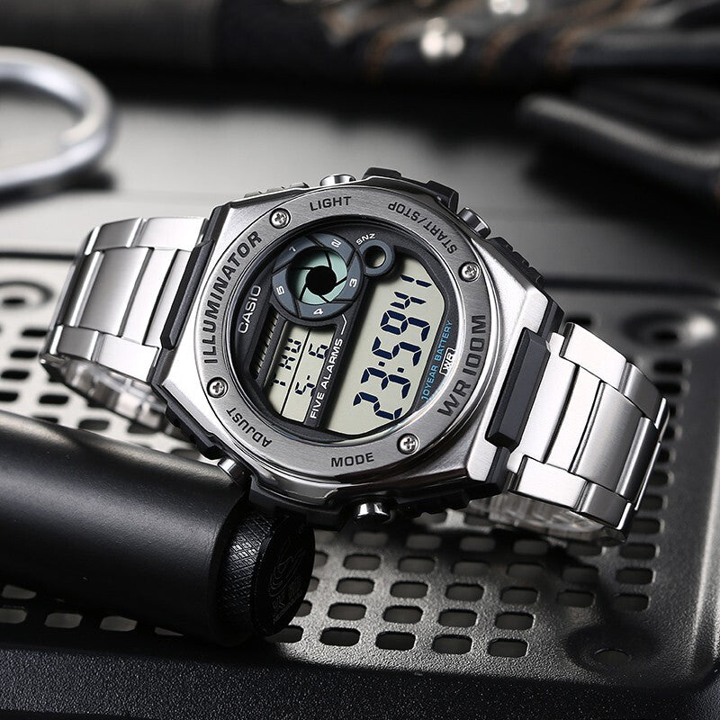 CASIO Quartz Waterproof Sports Mens SilverGray Digital MWD-100HD-1A