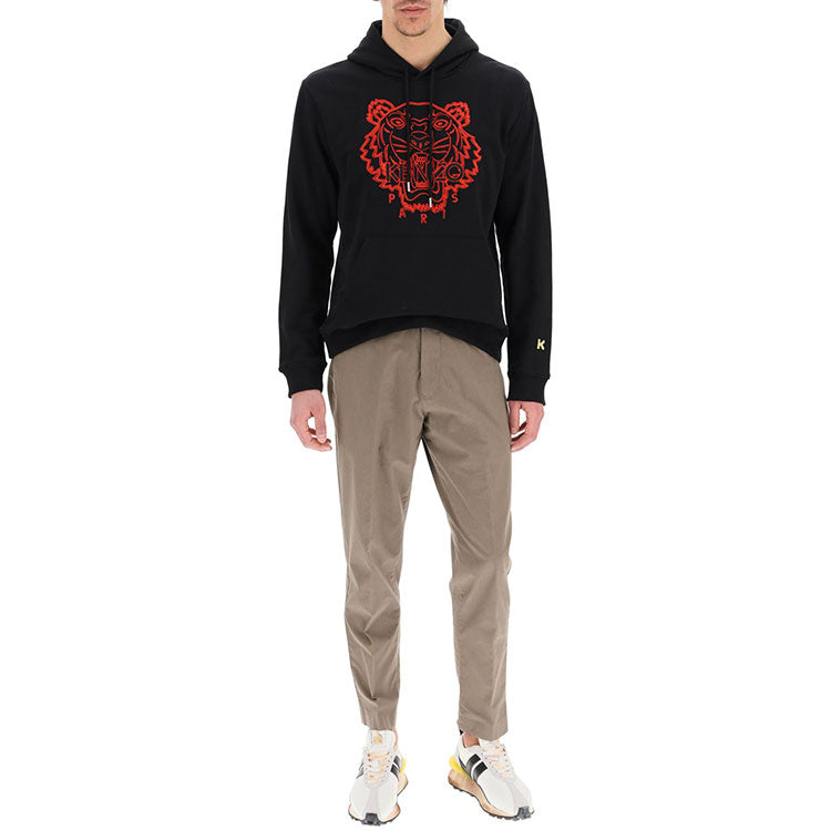 Men's KENZO China Capsule Series Alphabet Tiger Head Embroidered Black FB55SW3304MM-99