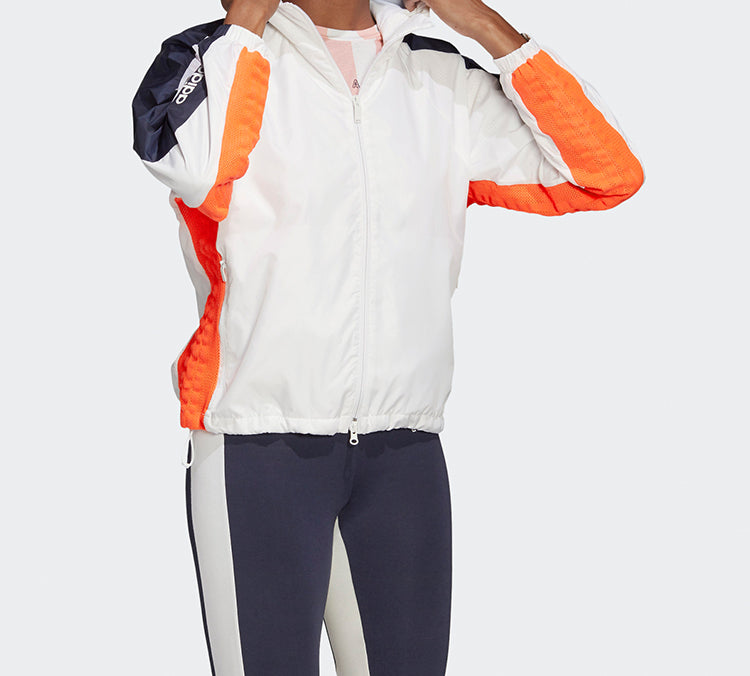 (WMNS) adidas Hooded Stitching Tatting Jacket White FI6732