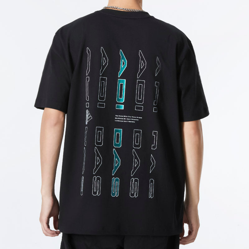 Men's adidas Minimalistic Alphabet Logo Printing Athleisure Casual Sports Round Neck Short Sleeve Black T-Shirt HM2978