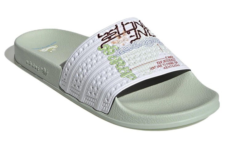 adidas Adilette Slides 'Linen Green White' HR0095