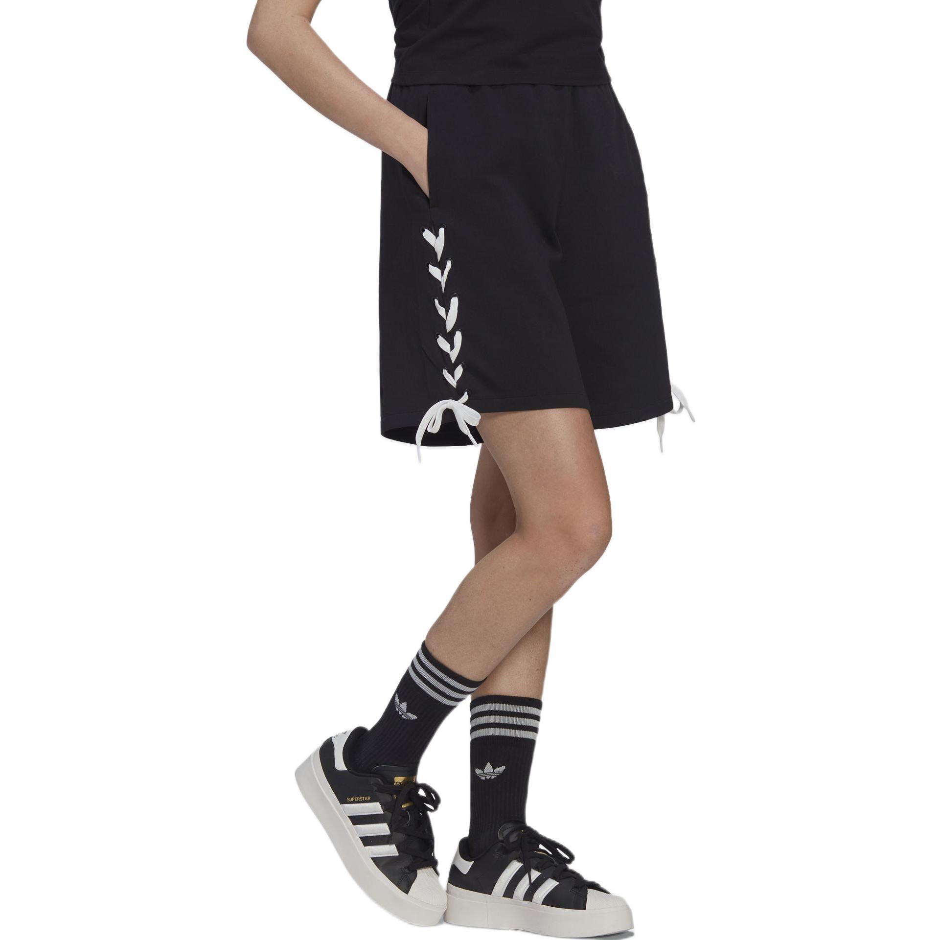 (WMNS) adidas Trefoil Side Striped Elastic Waist Loose Shorts Asia Sizing 'Black White' HS2602
