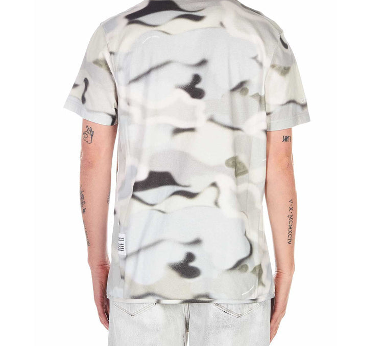 Men's HERON PRESTON Camouflage Printing Short Sleeve Gray White HMAA011S209140088819