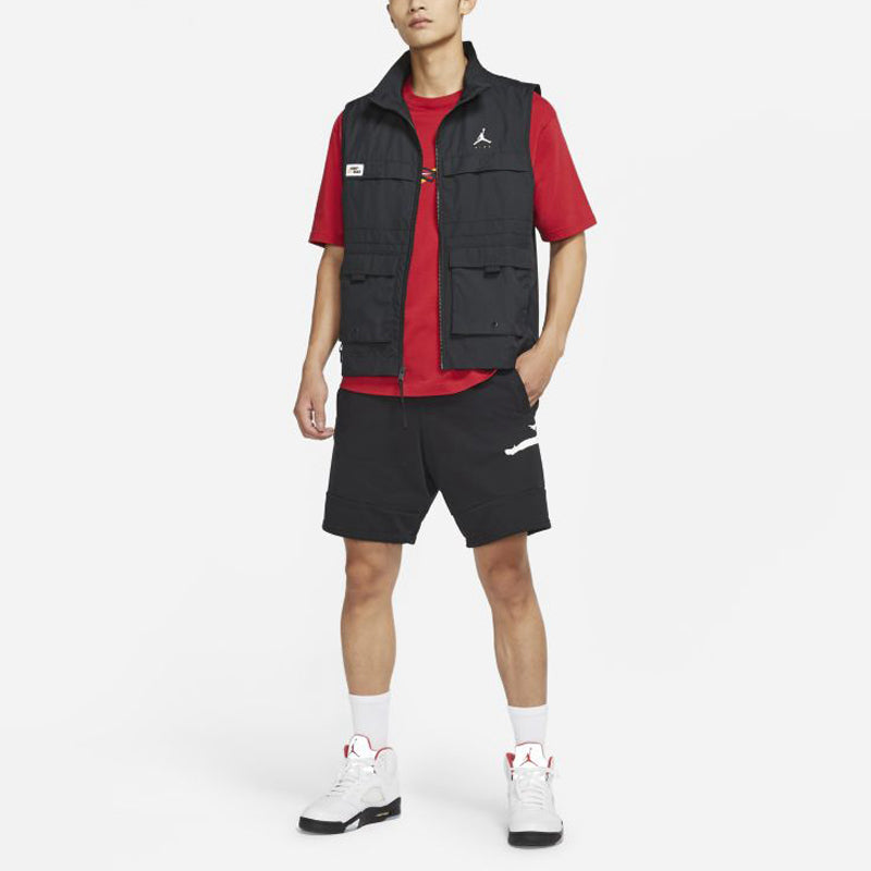 Men's Air Jordan Casual Alphabet Zipper Autumn Black Vest DC7305-010