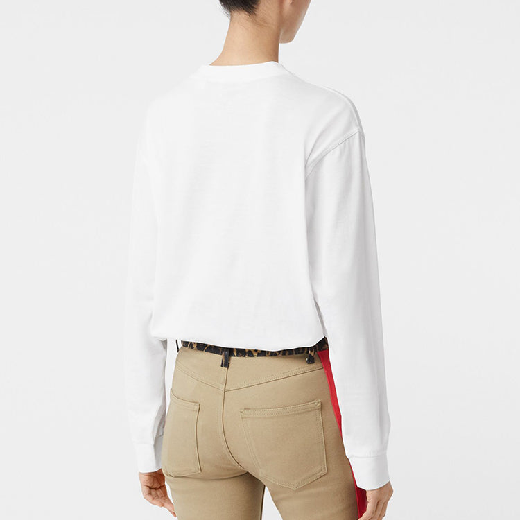 Burberry FW20 Logo Cotton Crewneck Long Sleeve White 80243411