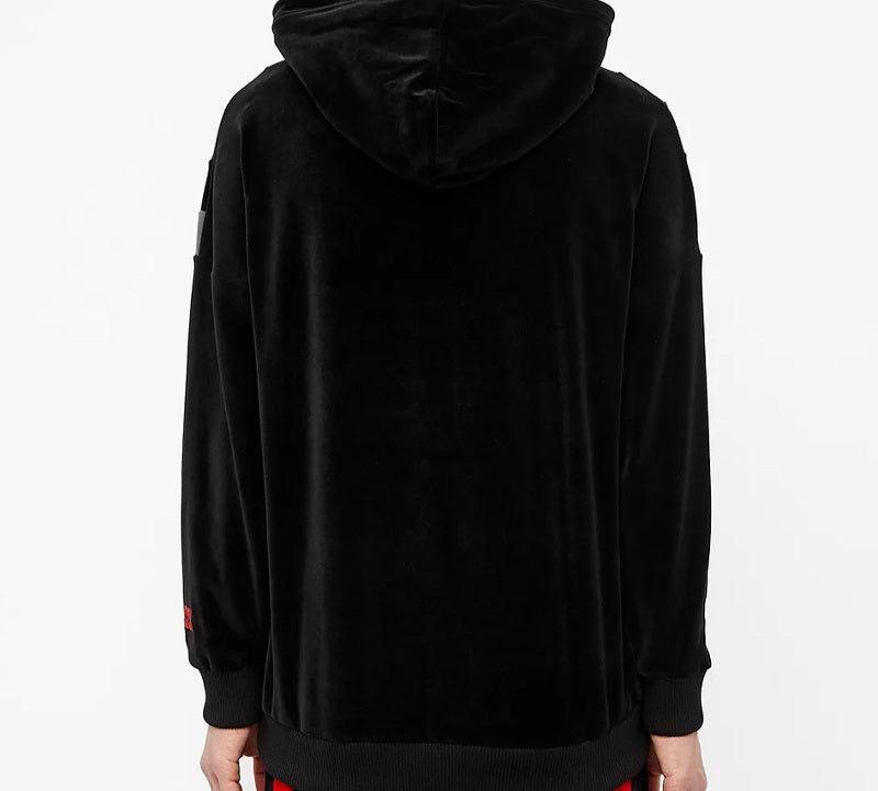 Gucci Velvet Striped Hooded Drawstring Sweatshirt For Men Black 598983-XJBPG-1082